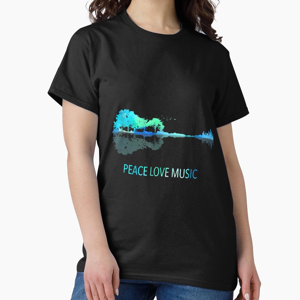 Peace Love Music Guitar Lake Shadow Hippie by scottsurswab T-Shirts, Hoodie, Sweatshirt | BlankRebels.com (Image 2)