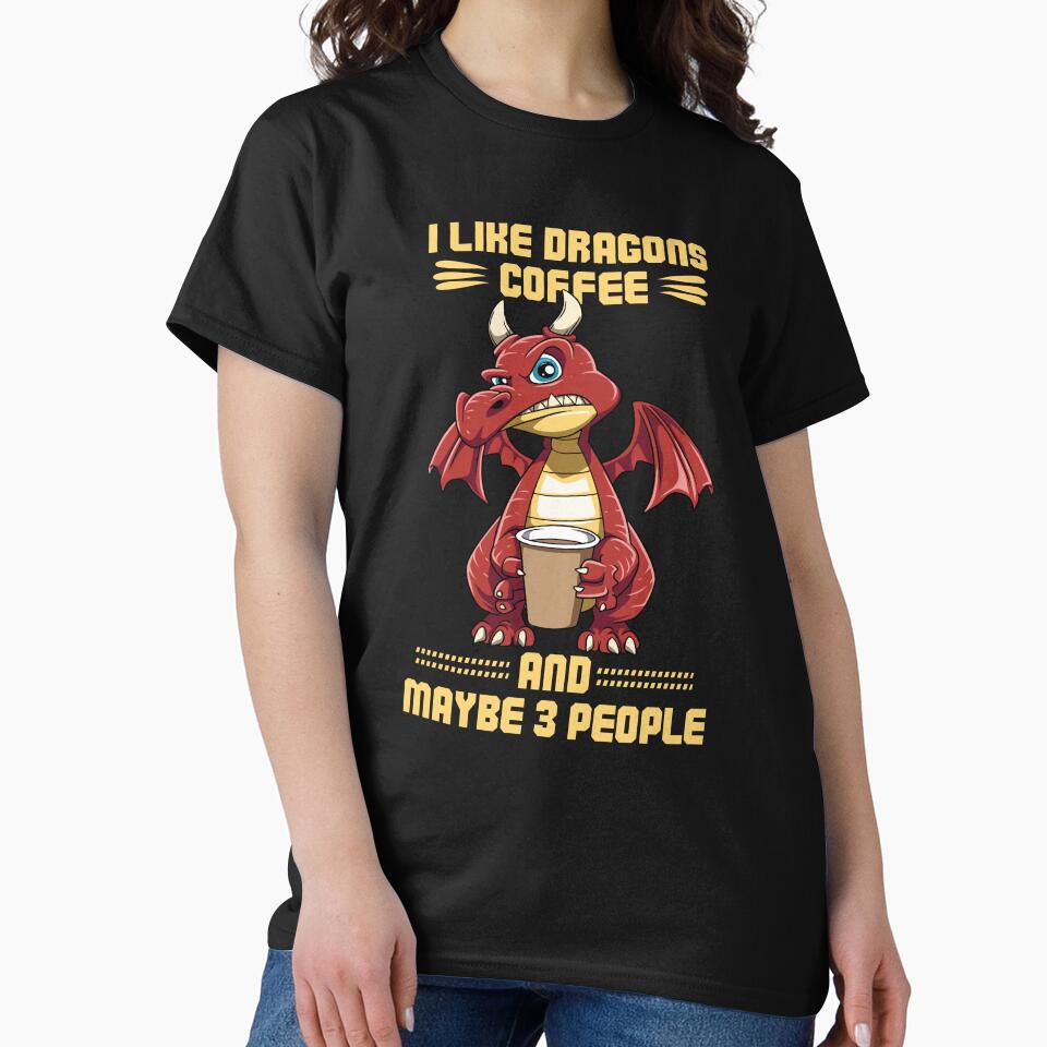 Funny Grumpy Dragon Coffee Lover Hate Morning Fantasy Animal by melomedia T-Shirts, Hoodie, Sweatshirt (Image 2)