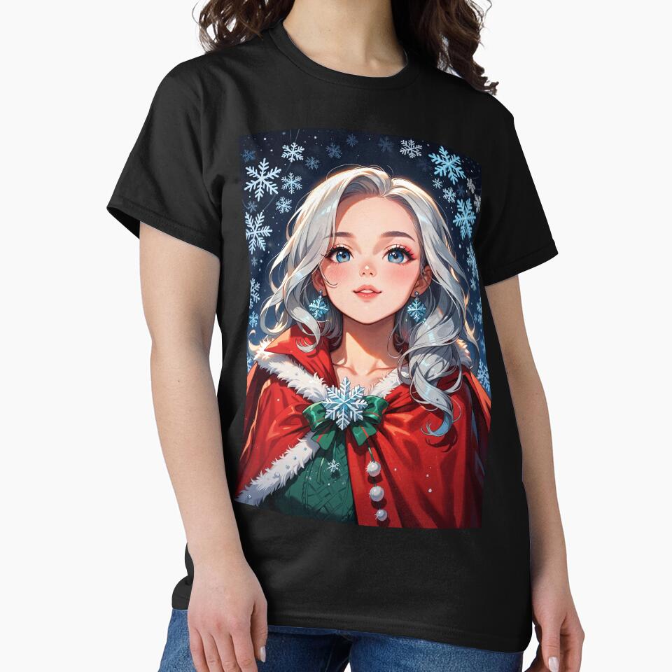 Christmas Anime Girl with Snowflake Earrings by ByteyCreatives T-Shirts, Hoodie, Sweatshirt | BlankRebels.com (Image 2)