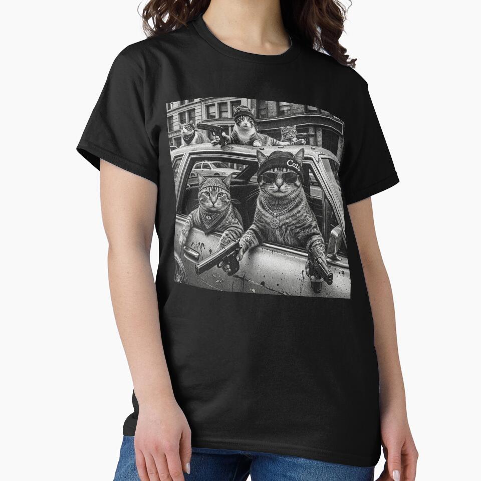 Funny Cat Gang Vintage T-shirt Cat Meme Hoodie Funny Cat Mom Graphic Tee Kitty Graphic Tee Gift Cat Lover gift... (Image 2)