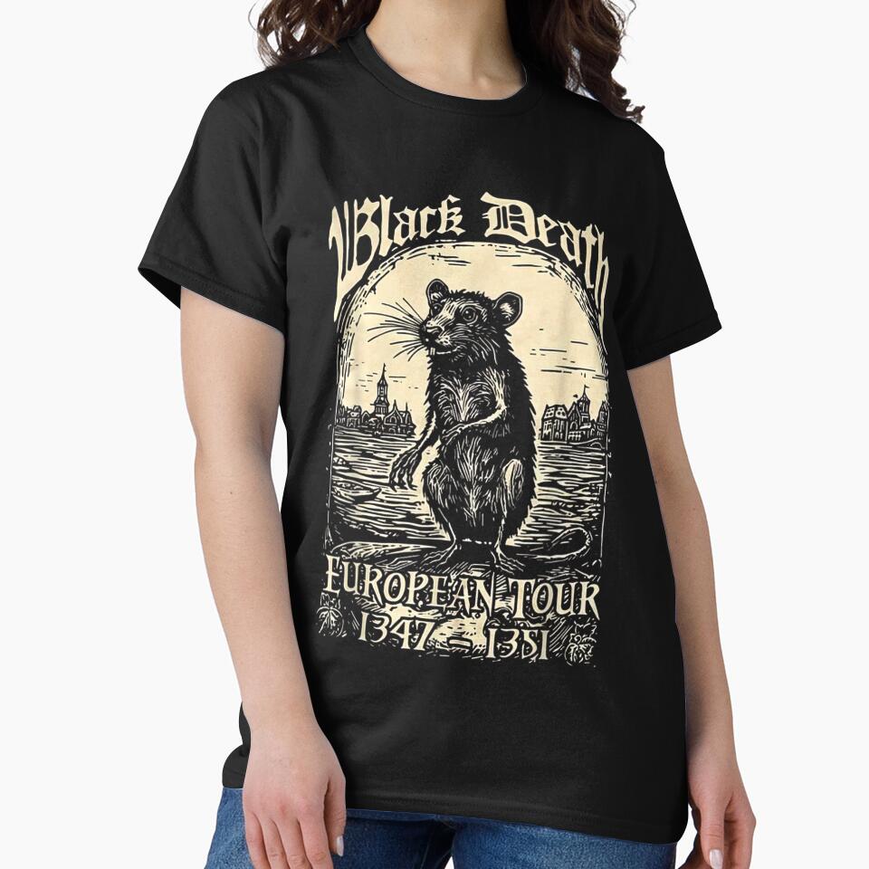 Black Death T-Shirt, Medieval Rat Hoodie, Gothic Grunge Clothing, Horror Goth Sweatshirt, Aesthetic History... (Image 2)