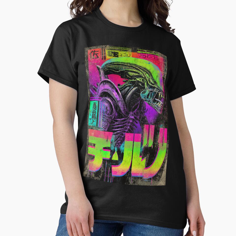 Xenomorph Retrowave Japanese Kanji by AnimeArsenalPrints
