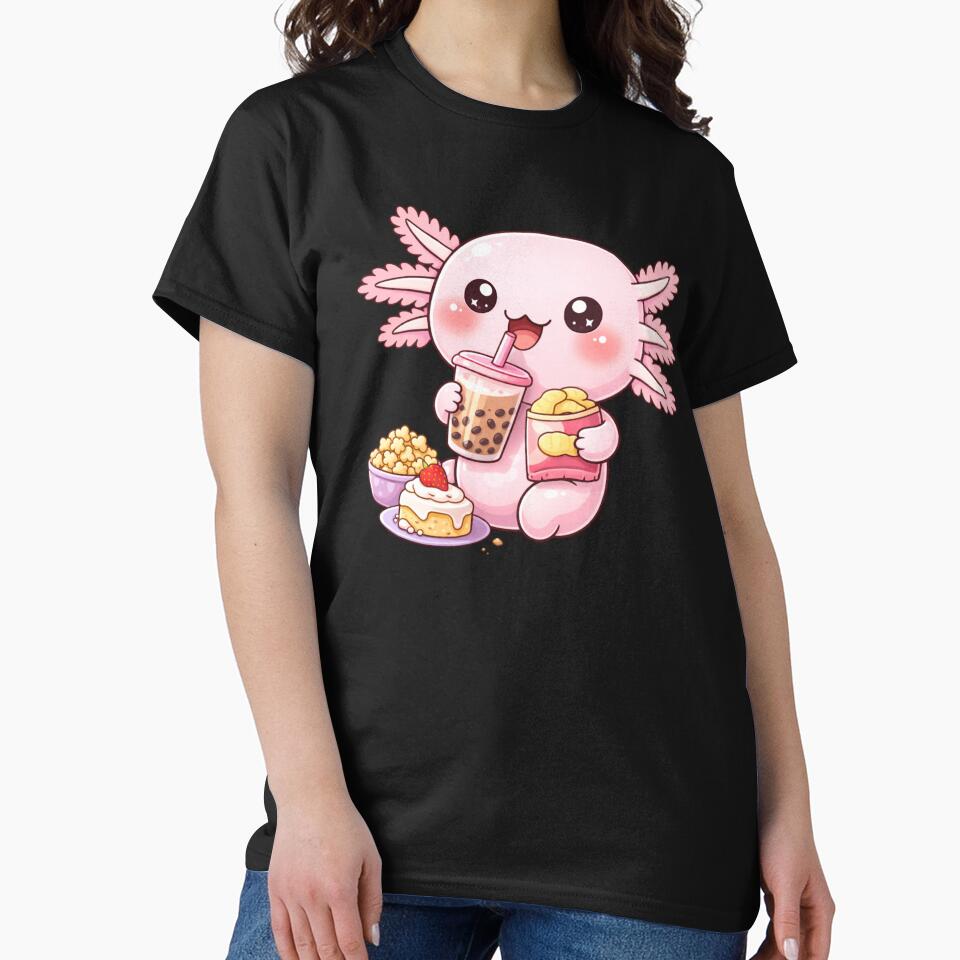 Bubble Tea Snack Axolotl – Cute Kawaii Axolotl Foodie Chibi Anime Art by ColorSplash123 T-Shirts, Hoodie,... (Image 2)
