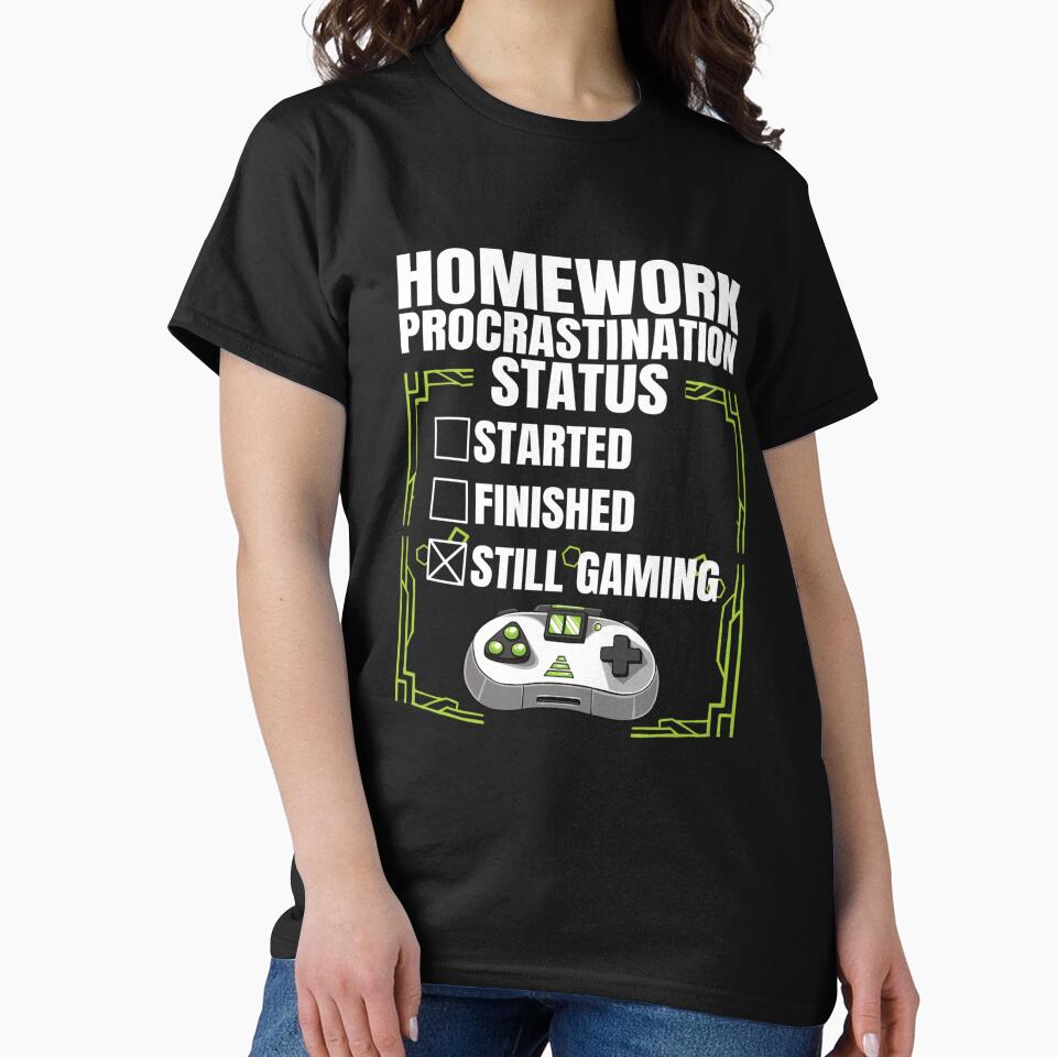 Homework Procrastination Status Gaming Funny Gamer Boy Teens by taaddison50 T-Shirts, Hoodie, Sweatshirt (Image 2)