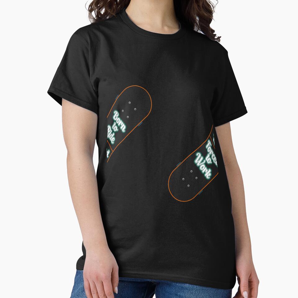 Skateboarding - Born to ride, forced to work - Tileing pattern by BRU Design T-Shirts, Hoodie, Sweatshirt (Image 2)