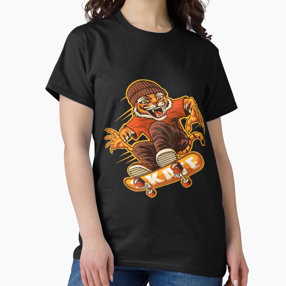Tiger board Skateboard Skater funny art by AssamFT T-Shirts, Hoodie, Sweatshirt | BlankRebels.com (Image 2)