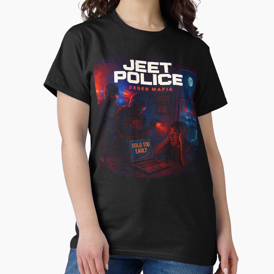 JEET POLICE – Degen Mafia Crypto Panic Art by Bored Elon T-Shirts, Hoodie, Sweatshirt | BlankRebels.com (Image 2)