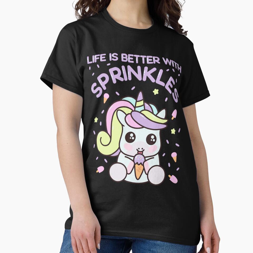 Kawaii Cute Magical Pastel Ice Cream Unicorn Life is better with Sprinkles by JokeGysen T-Shirts, Hoodie,... (Image 2)