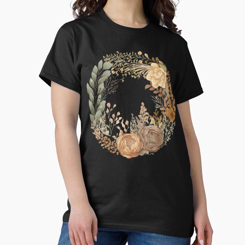 Boho Inspired Floral Print T-Shirt by iDezine GD