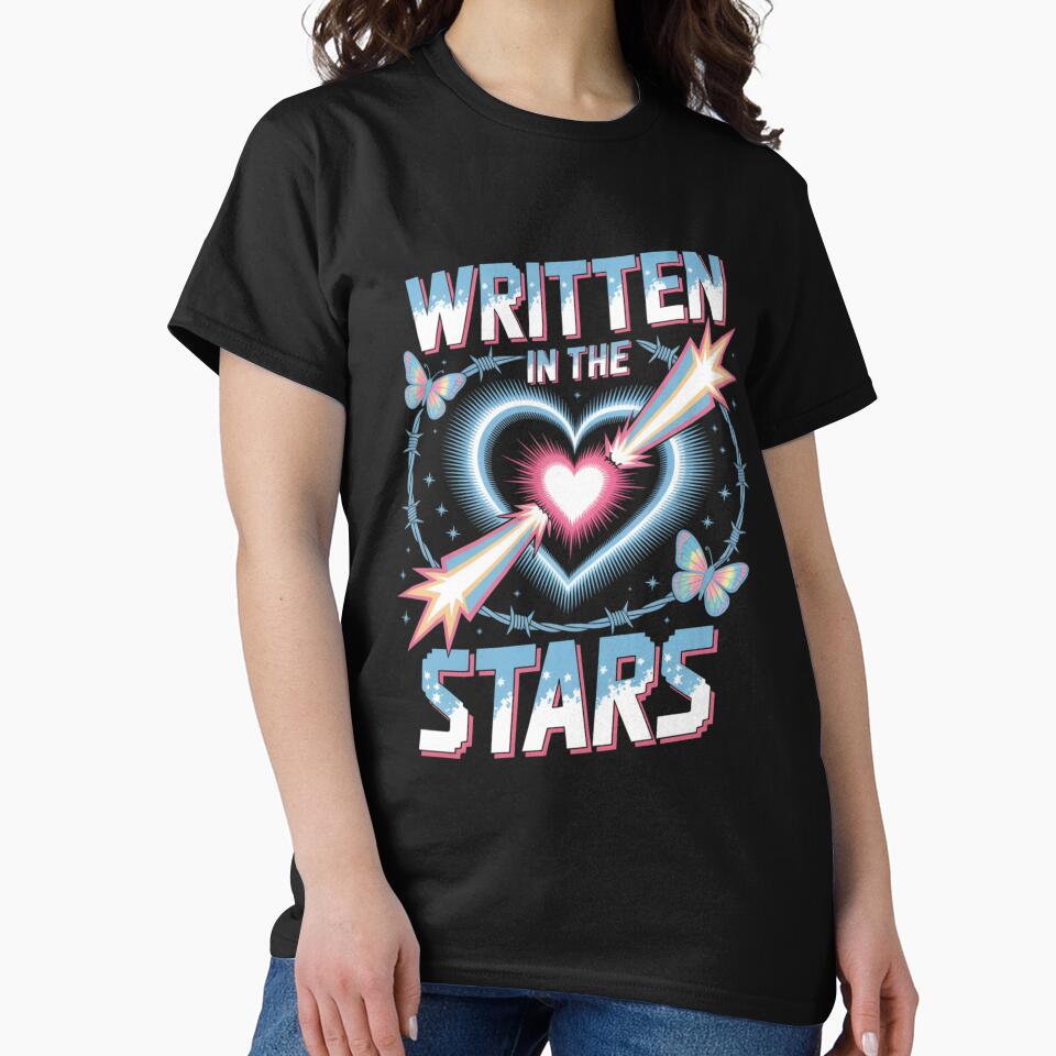 Written In The Stars Barbed Wire Heart Lightning Butterfly Valentine's Day by DarylWelsh2024 T-Shirts, Hoodie,... (Image 2)
