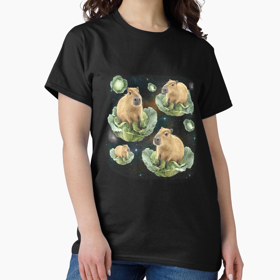 Realistic Space Capybara Favorite Cabbage, Galaxy Capybaras by Damcoc