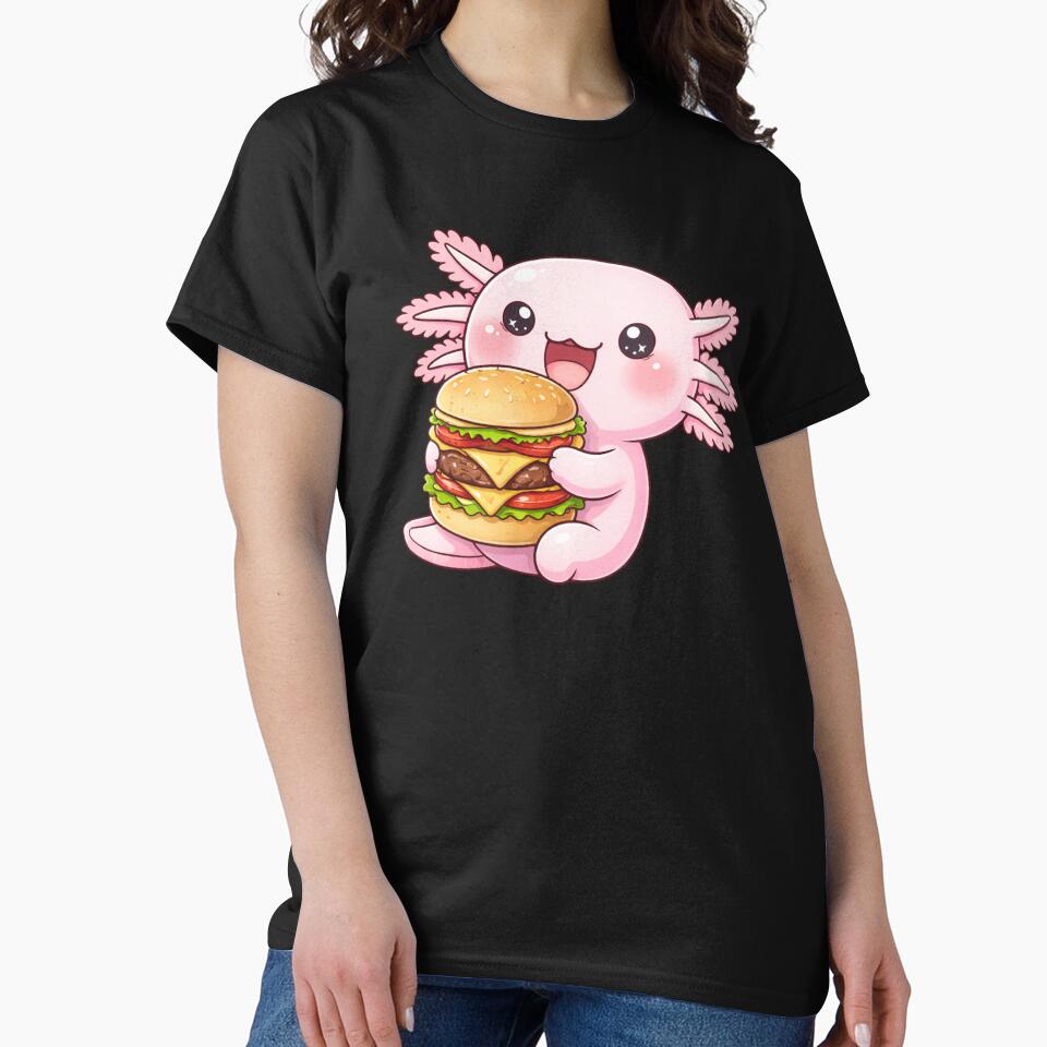 Giant Burger Axolotl – Cute Kawaii Axolotl Eating Burger Chibi Anime Art by ColorSplash123 T-Shirts, Hoodie,... (Image 2)