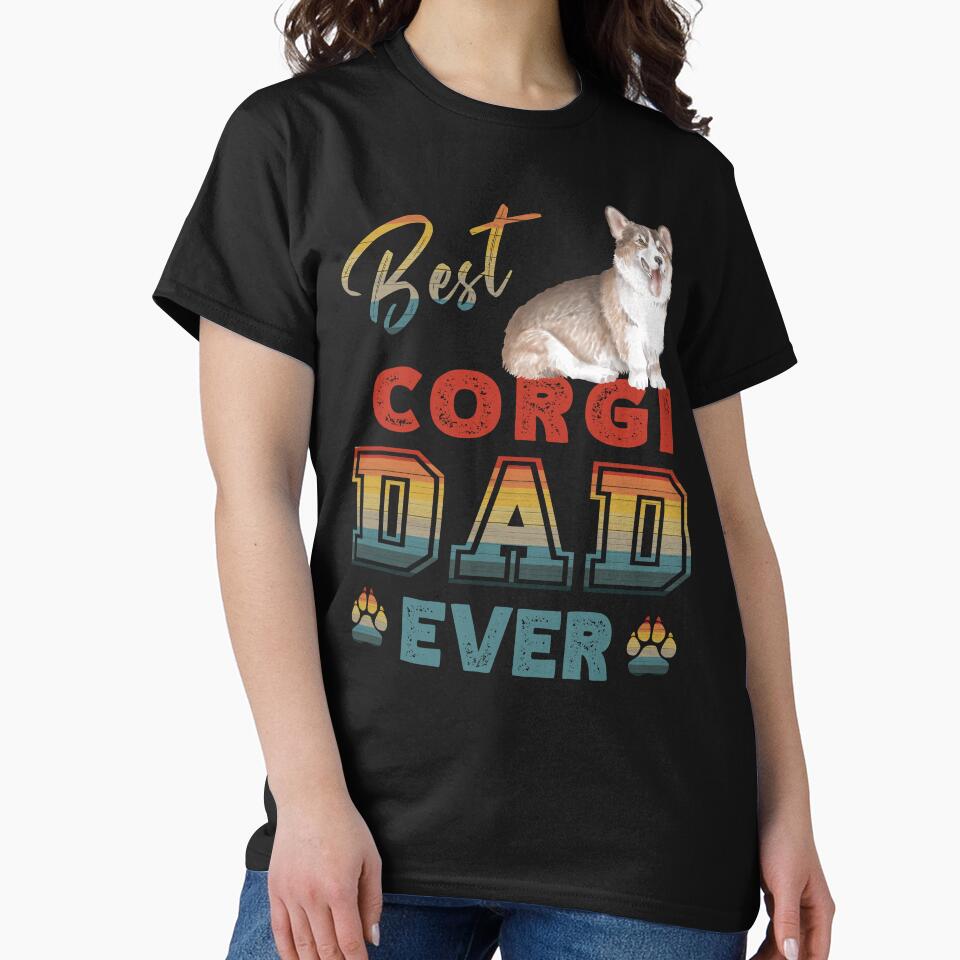 Vintage Retro Sunset Best Corgi Dad Ever Paw Prints of Love by FlutteringWings T-Shirts, Hoodie, Sweatshirt (Image 2)