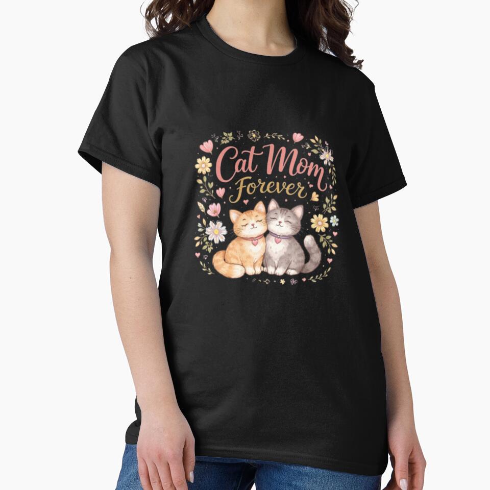 Cat Mom Forever – Cute Aesthetic Cat Lover Design for Proud Cat Moms by Sanika arts T-Shirts, Hoodie, Sweatshirt (Image 2)