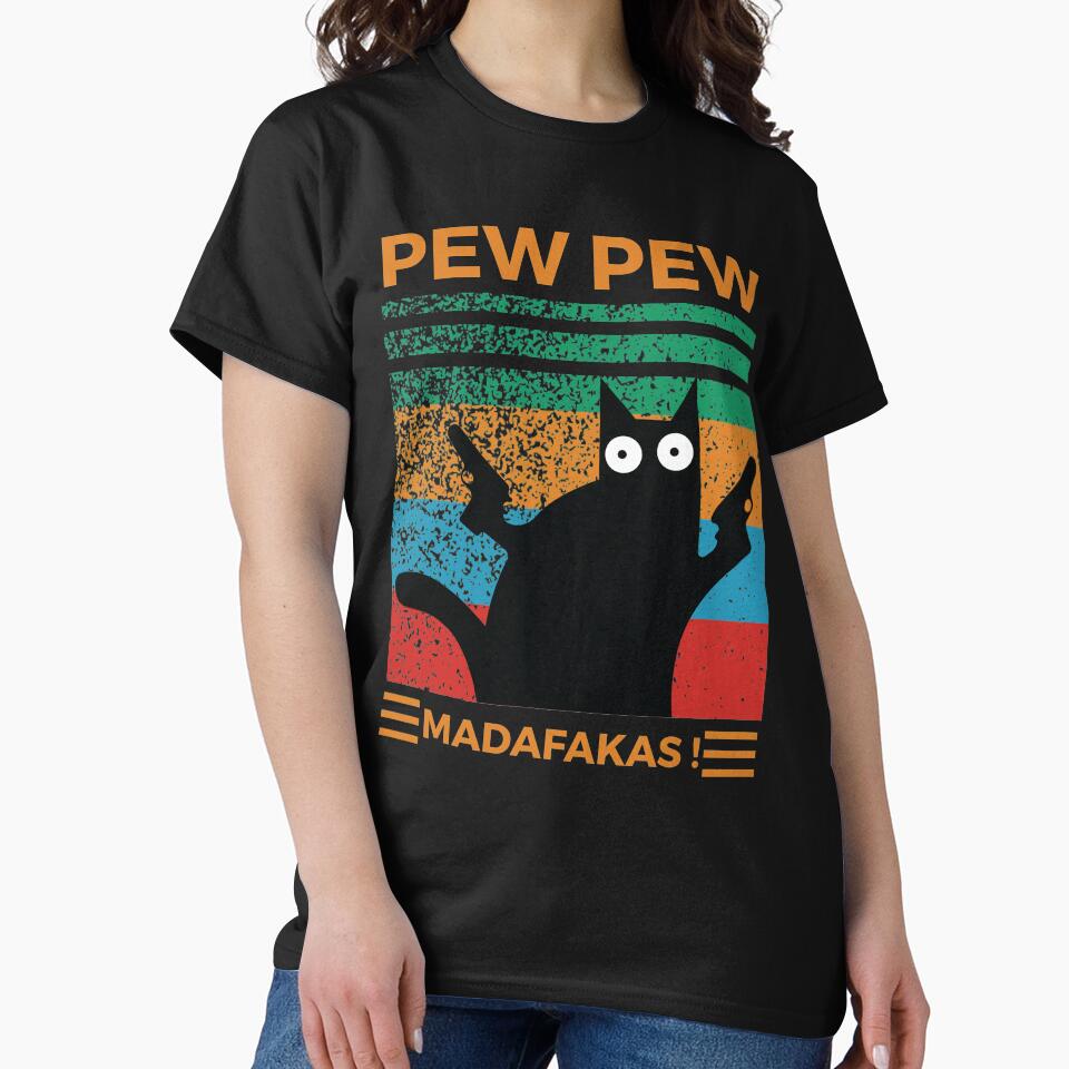 Pew Pew Shirt, Cat Shirt, Pew Pew Madafakas Shirt, Sunset Shirt, Vintage Shirt, Cat Lover Gift, Funny Cat... (Image 2)