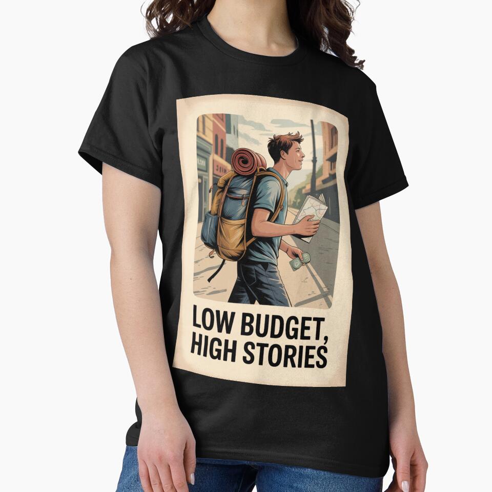 Low Budget High Stories – Backpacker Travel Personality Sticker & Poster by TheChaosDesign