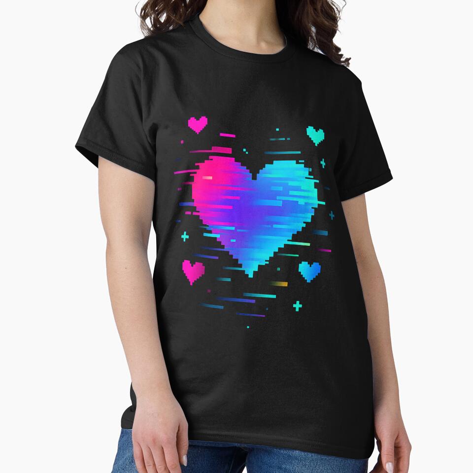 Glitchy Y2K Heart 90's T-Shirt Hoodie Retro by Jackson2288 Sweatshirt | BlankRebels.com (Image 2)