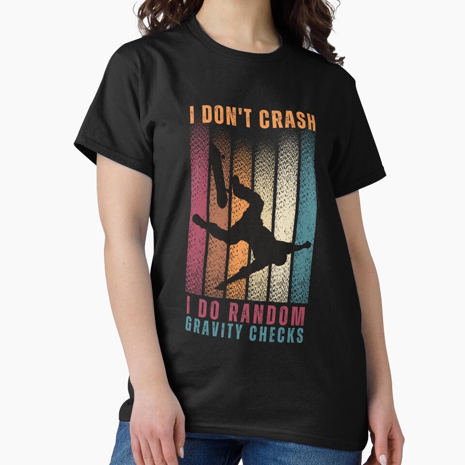 I Don't Crash I Do Random Gravity Checks Skateboard Cool Vintage Retro Skateboarding Gift For Skateboarder by... (Image 2)