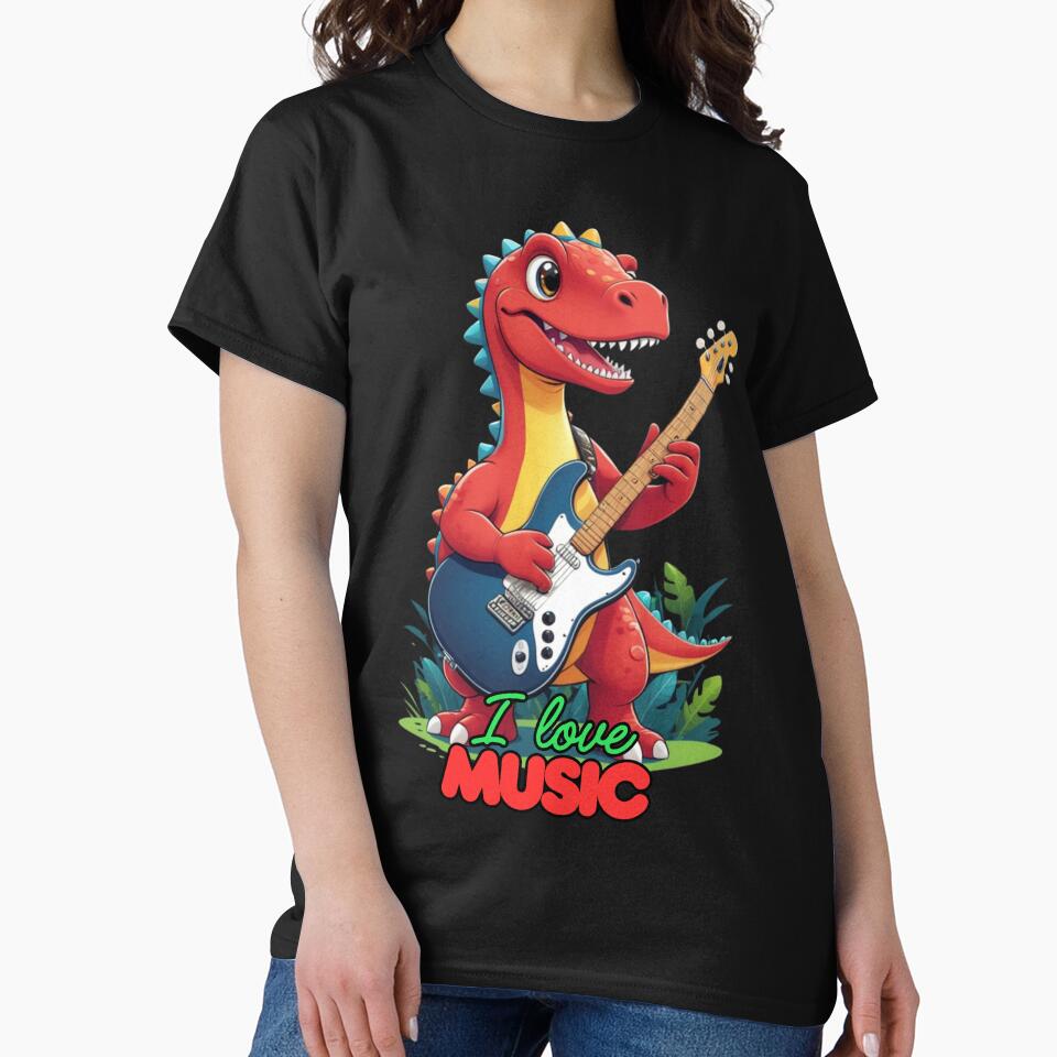 Dinosaur I love music by KIDS-PRINTS T-Shirts, Hoodie, Sweatshirt | BlankRebels.com (Image 2)