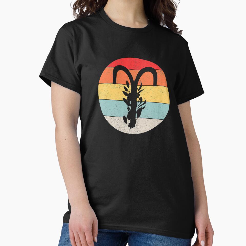 Floral Aries Zodiac Horoscope Sign Retro Sunset Graphic by DSweethearts T-Shirts, Hoodie, Sweatshirt (Image 2)