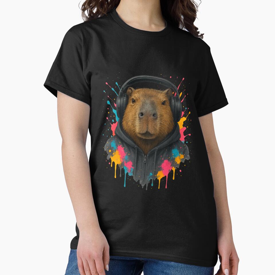 Capybara Chill – Capybara Headphones & (Color Splash Street Art) T-Shirts, Hoodie, Sweatshirt
