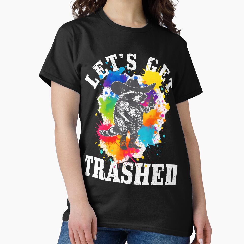 Raccoon Let's Get Trashed Vintage Retro Racoon Funny Graphic by MOHAMED FRASER T-Shirts, Hoodie, Sweatshirt (Image 2)