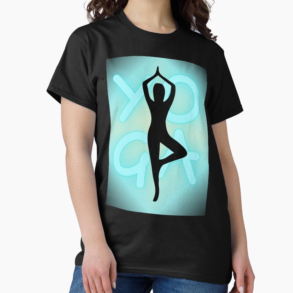 Yoga Pose Neon Blue Yoga Lettering T-Shirts, Hoodie, Sweatshirt
