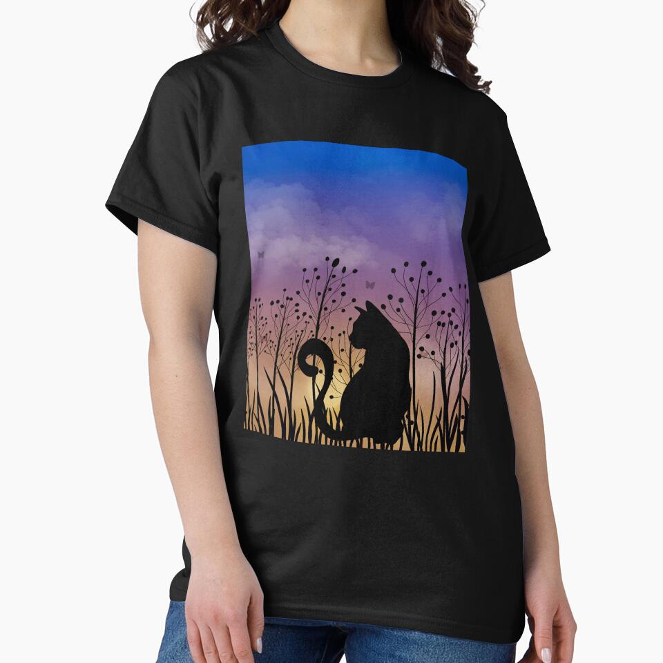 Cat Silhouette Sunset by HappyLifeCreate T-Shirts, Hoodie, Sweatshirt | BlankRebels.com (Image 2)