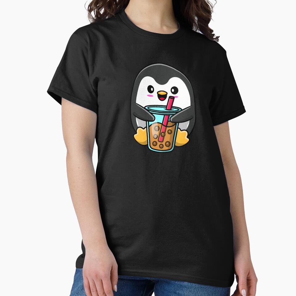 Cute Bubble Tea Lover Penguin Cute Penguin loves bubble tea by Artistusha T-Shirts, Hoodie, Sweatshirt (Image 2)