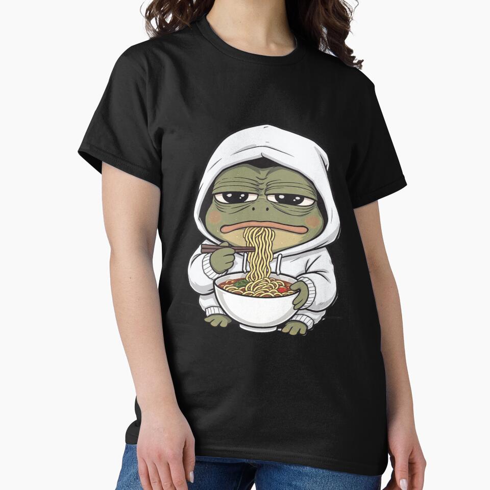 Emotionless Ramen Frog | Funny Chibi Frog Dry Humor Cartoon by ColorSplash123 T-Shirts, Hoodie, Sweatshirt (Image 2)