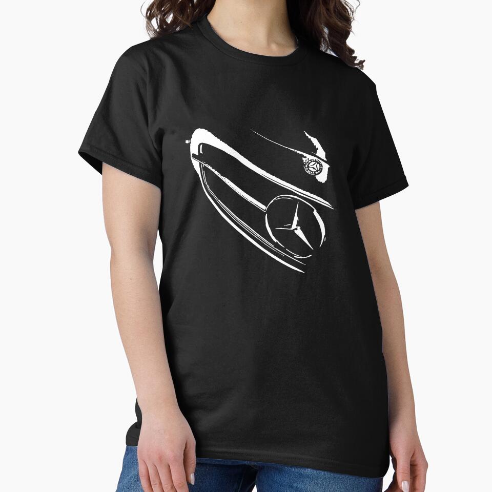 Minimalist Vintage Mercedes Grille Art - Black & White Silhouette Car Print by alex-yars T-Shirts, Hoodie,... (Image 2)