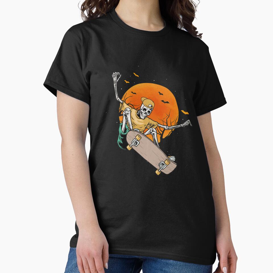 Skeleton Skater In Halloween With Skateboard by CreativeGift T-Shirts, Hoodie, Sweatshirt | BlankRebels.com (Image 2)