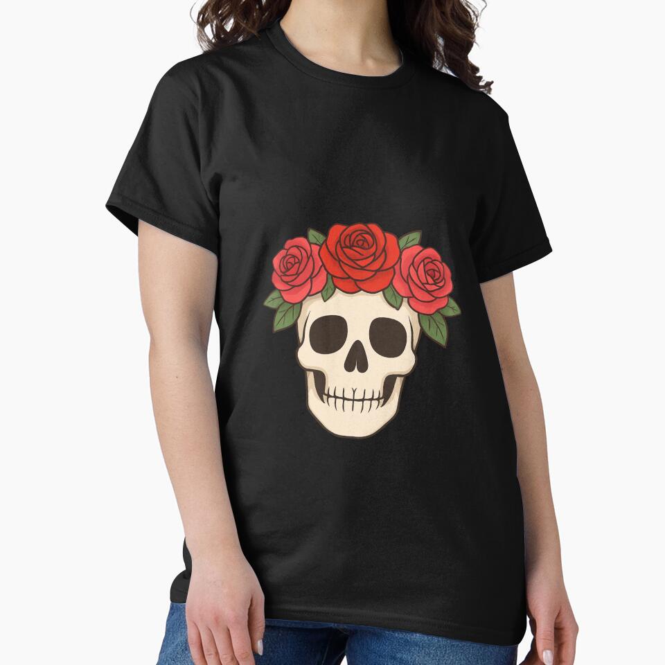 Rose Crown Skull – Front View Floral Skull Design by ColorSplash123 T-Shirts, Hoodie, Sweatshirt | BlankRebels.com (Image 2)