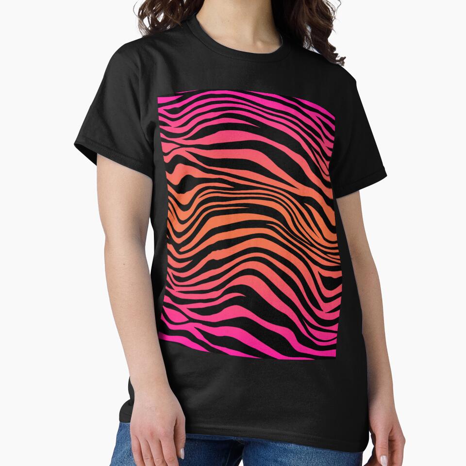 Bright Pink Orange Tiger Stripes Striped fur Animal Africa Pattern by funnytshirtemp