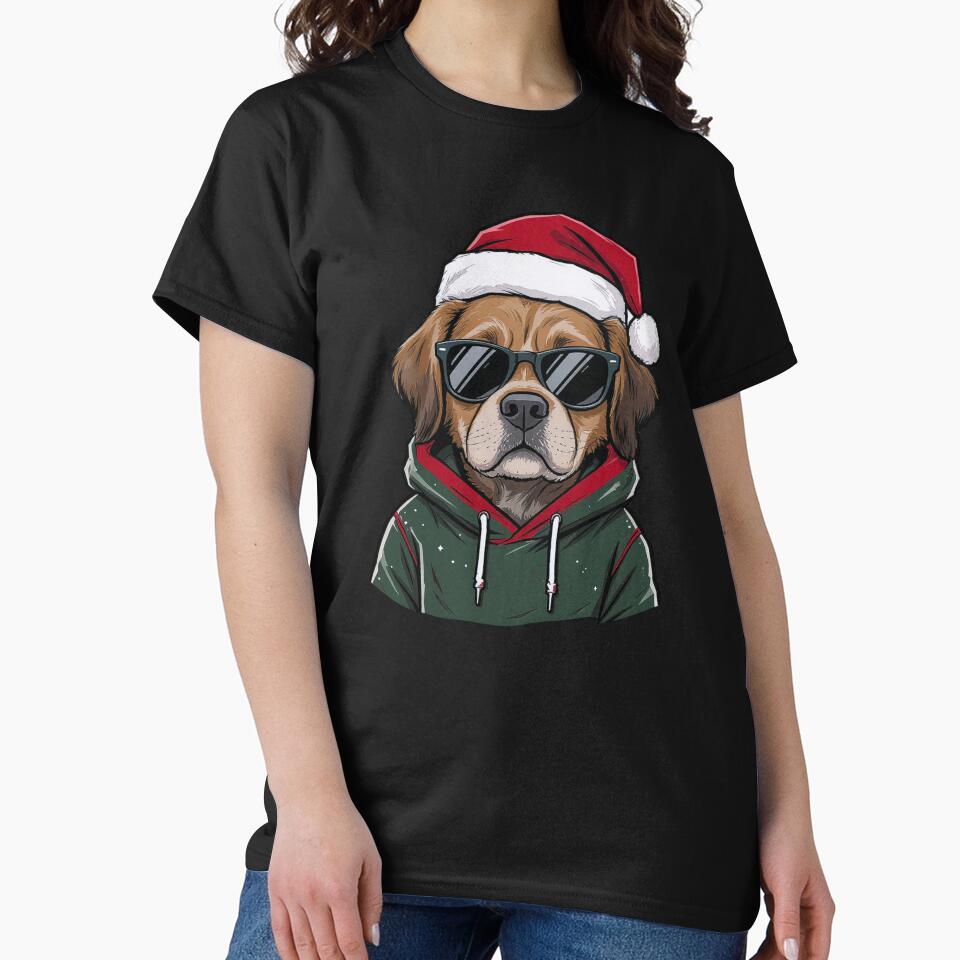 Chill Dog in Christmas Hoodie | Funny Cool Dog Christmas Cartoon by ColorSplash123 T-Shirts, Sweatshirt (Image 2)