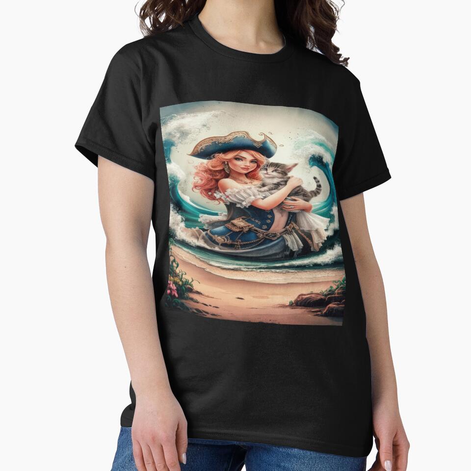 woman pirate with a kitten in the sea,funny cat,Cat Lover,cute cat by Expressions-Sel