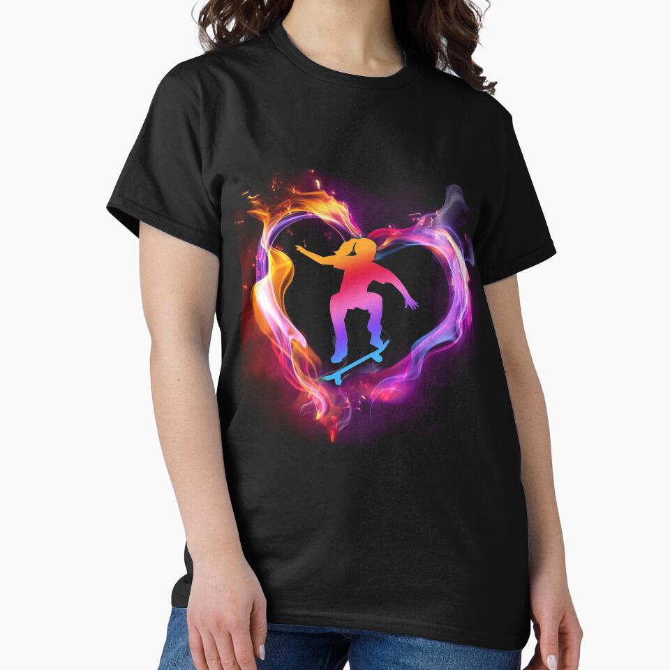 Skateboarding Watercolor Heart Art by WillaldShop T-Shirts, Hoodie, Sweatshirt | BlankRebels.com (Image 2)