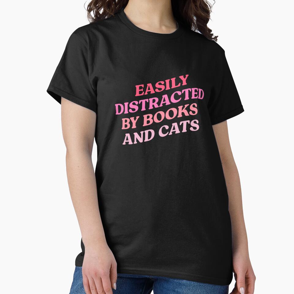 Easily distracted by books and cats by Portoricat T-Shirts, Hoodie, Sweatshirt | BlankRebels.com (Image 2)