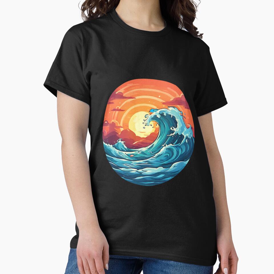 Sunset Ocean Wave by Planetporridge T-Shirts, Hoodie, Sweatshirt | BlankRebels.com (Image 2)