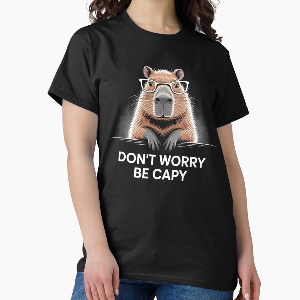 Don’t Worry Be Capy – Funny Capybara Glasses Meme Design by PosiMCreations T-Shirts, Hoodie, Sweatshirt (Image 2)