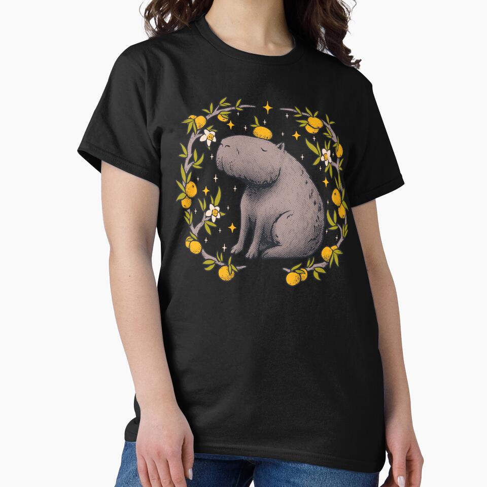 Capybara Cottagecore Chilling Orange Head Goblincore Capy Yuzu Citrus Fruit Blossom Flowers Meditating Dreamcore Fairytale Mycology Fungi Shrooms Forager Foraging Pet Mat Bandana T-Shirts, Hoodie, Sweatshirt