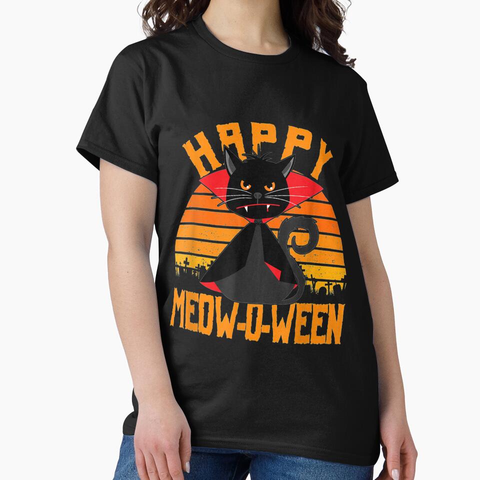 Halloween Vampire Black Cat Meow O Ween by tichtodhe T-Shirts, Hoodie, Sweatshirt | BlankRebels.com (Image 2)