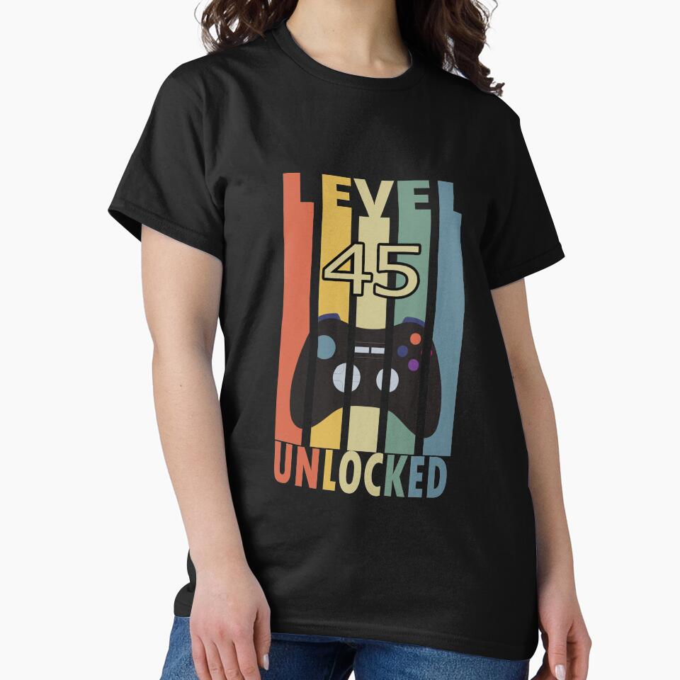 Level 45 Unlocked Vintage Gaming T-shirt Retro 45th Birthday Gift by TDesignFactory Hoodie, Sweatshirt (Image 2)