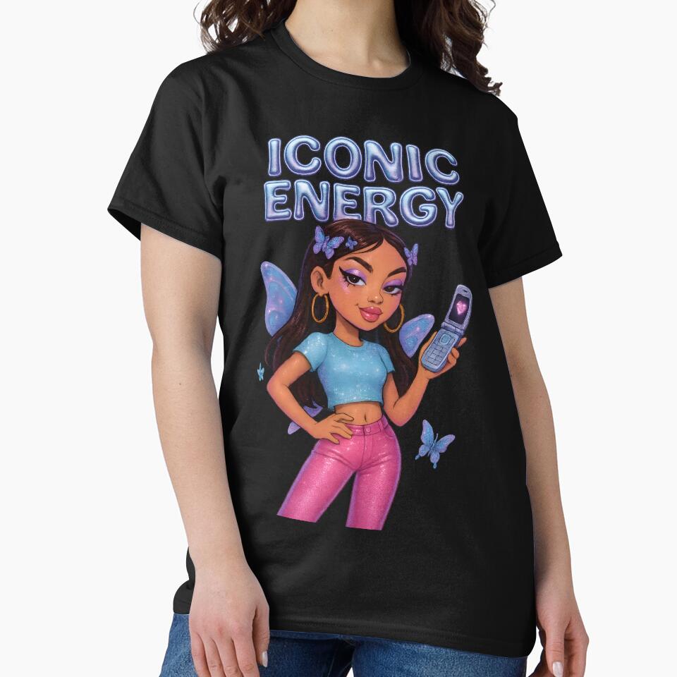 ICONIC ENERGY Y2K Aesthetic Girl with Glitter and Flip Phone by Mikeb233 T-Shirts, Hoodie, Sweatshirt (Image 2)