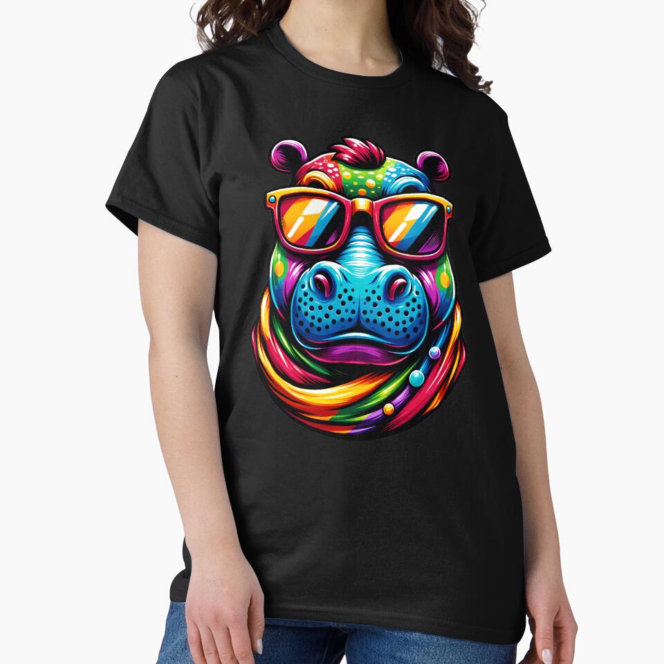 Cool Hippo with Sunglasses by BRVART T-Shirts, Hoodie, Sweatshirt | BlankRebels.com (Image 2)
