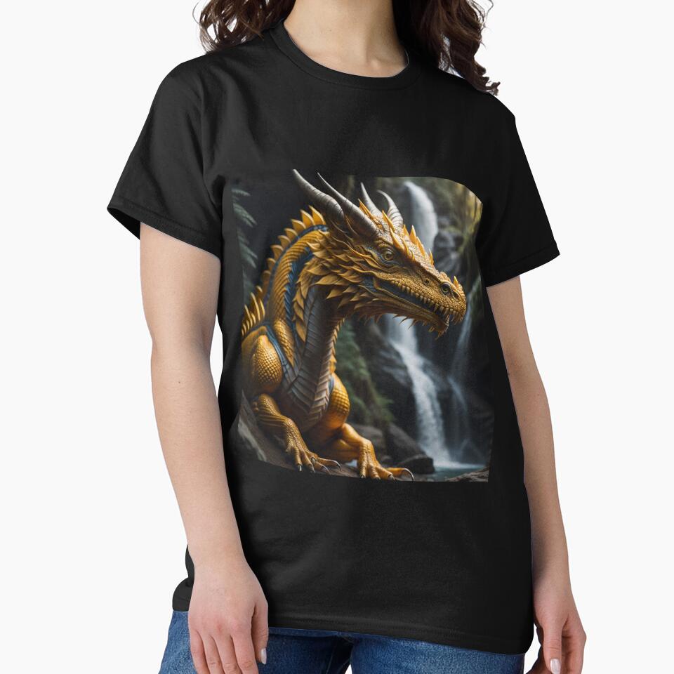 Golden Dragon By Cascading Waterfall by EnchantedVista T-Shirts, Hoodie, Sweatshirt | BlankRebels.com (Image 2)