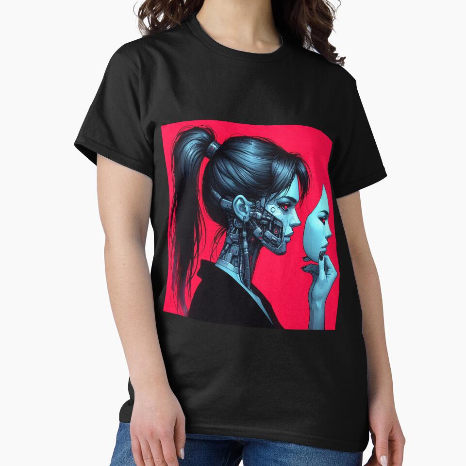 Cyberpunk Neon Girl Cyborg without Mask by RESToRAPTOR T-Shirts, Hoodie, Sweatshirt | BlankRebels.com (Image 2)