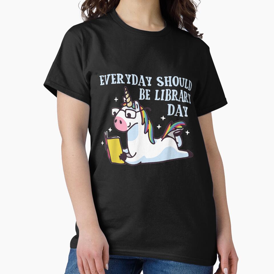 Cute Unicorn Reading Book Librarian Lover Library 2019 Gift T Shirt by ShayDuffin Hoodie, Sweatshirt (Image 2)