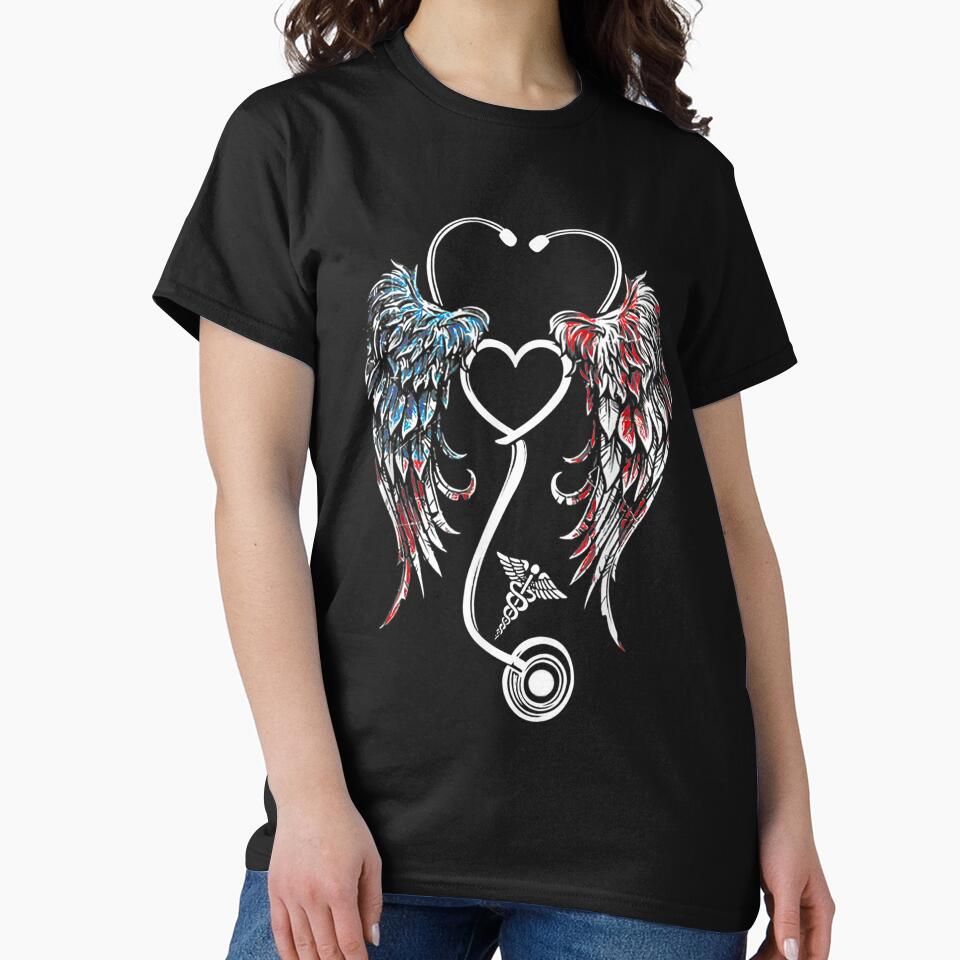 American flag wings nurse stethoscope- Nursing by Designs Of all kinds T-Shirts, Hoodie, Sweatshirt (Image 2)