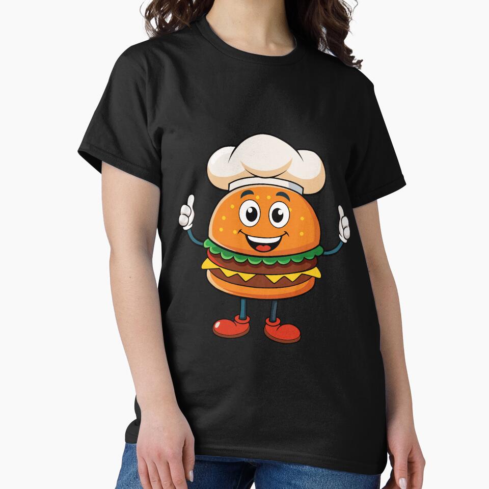 Funny Burger Chef Cartoon – Cute Fast Food Character Illustration by Graphizia T-Shirts, Hoodie, Sweatshirt (Image 2)